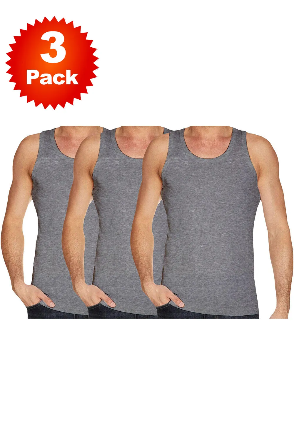 Men Summer Plain Vest Tops - 3 Pack