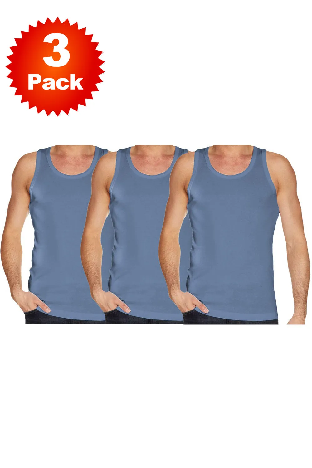 Men Summer Plain Vest Tops - 3 Pack