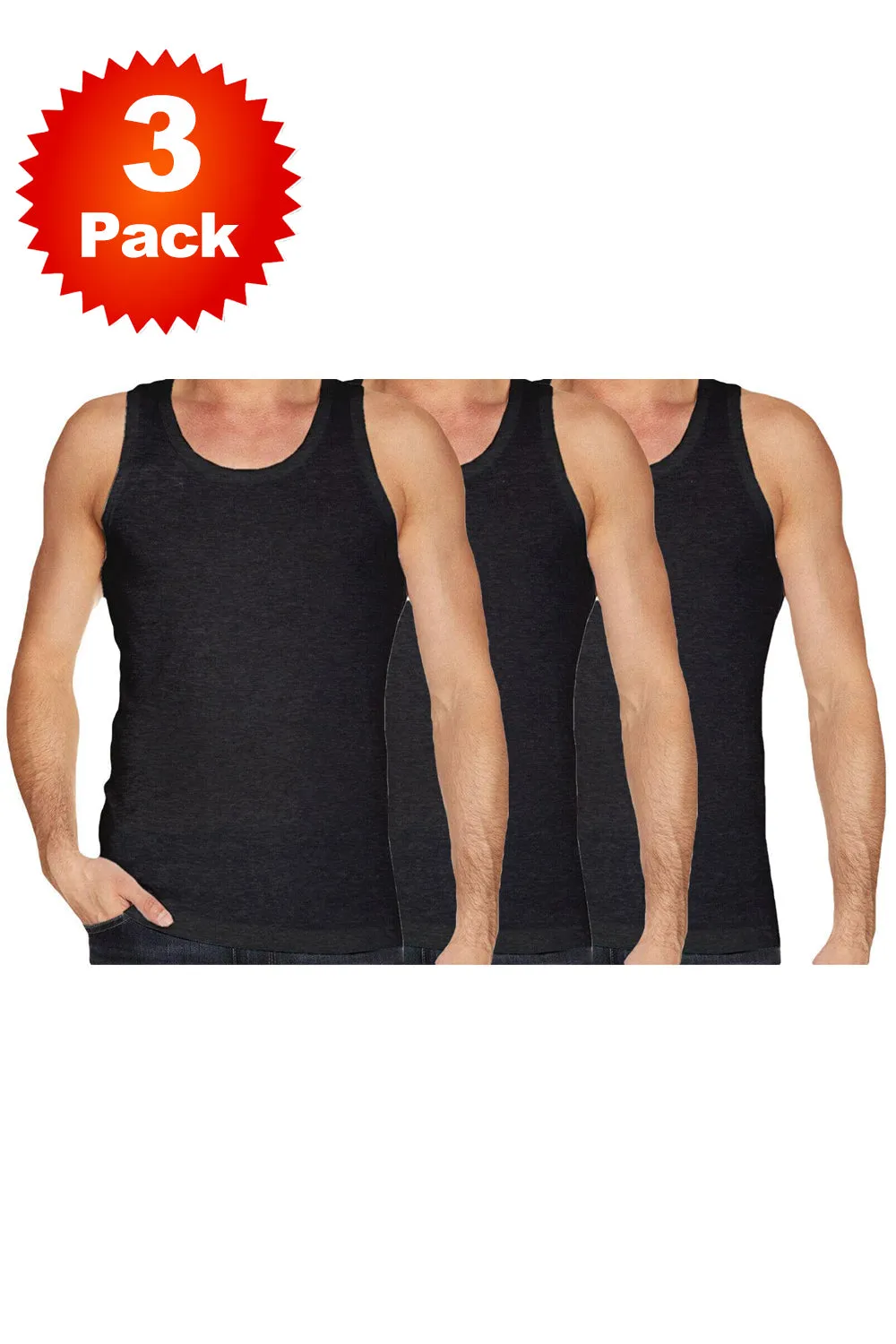 Men Summer Plain Vest Tops - 3 Pack