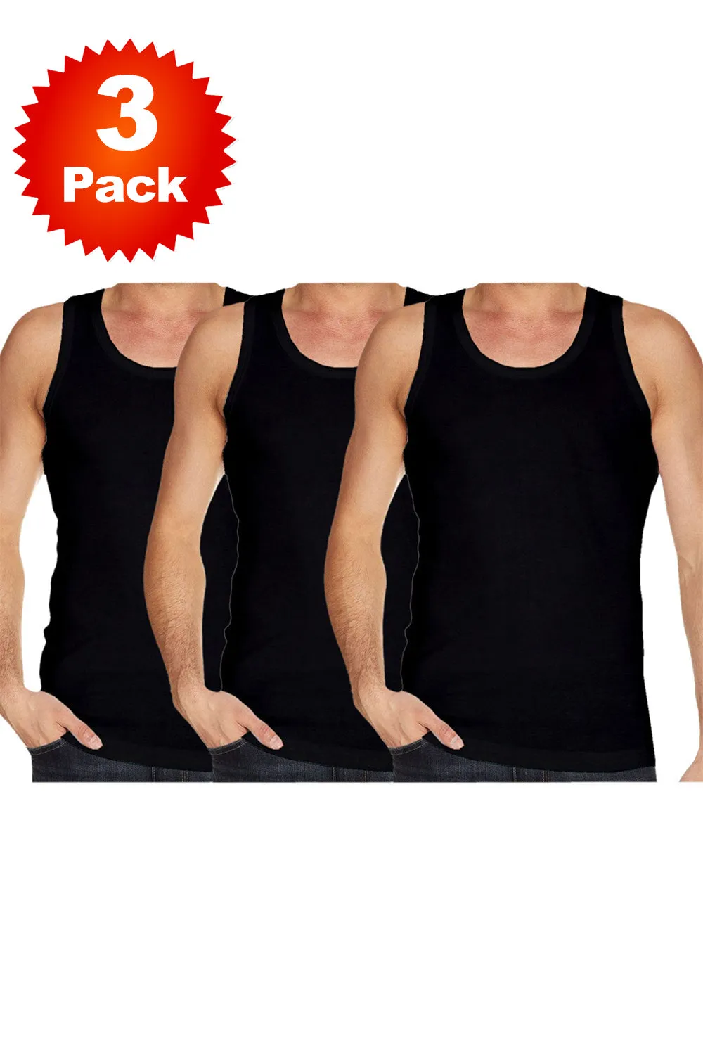 Men Summer Plain Vest Tops - 3 Pack