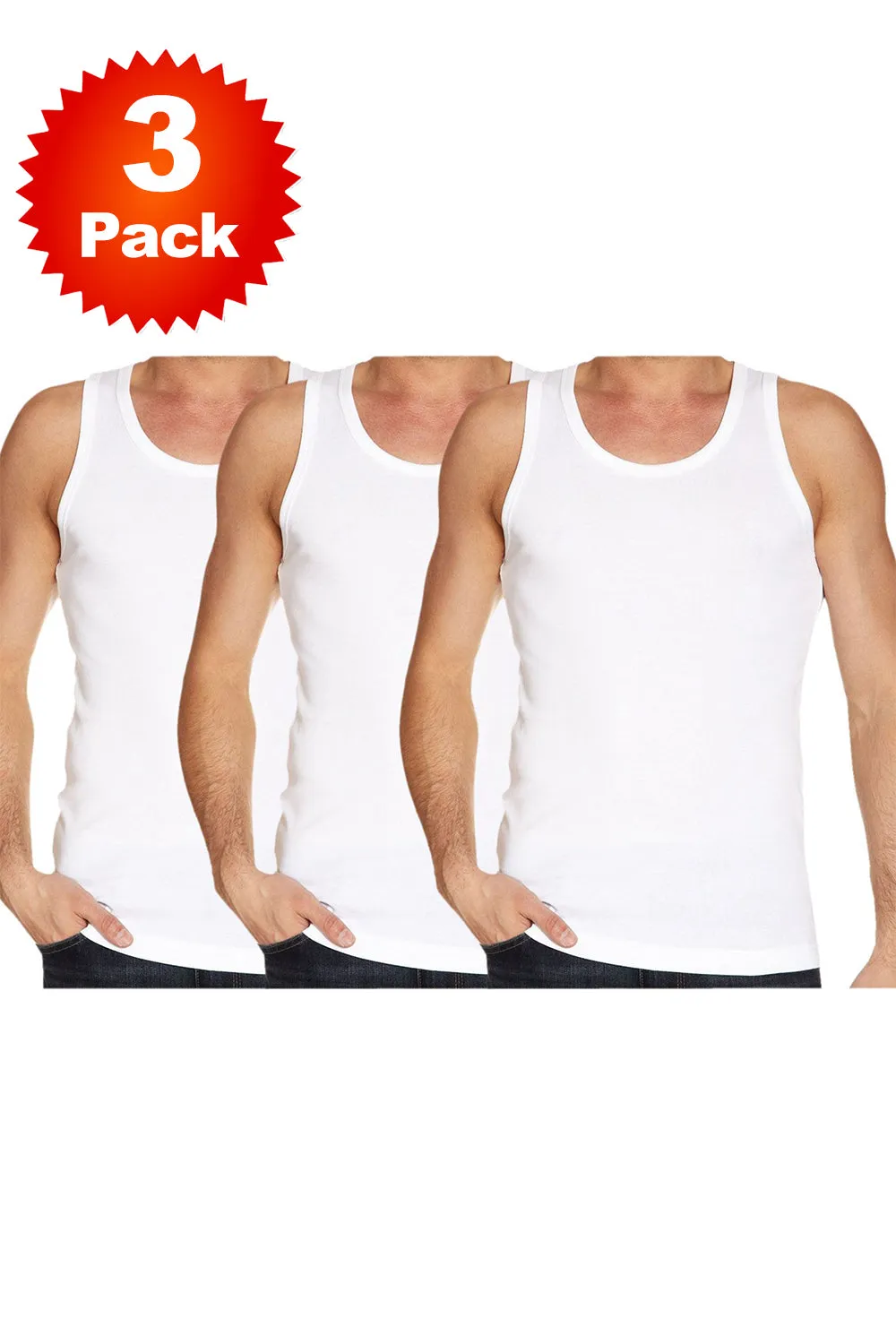 Men Summer Plain Vest Tops - 3 Pack