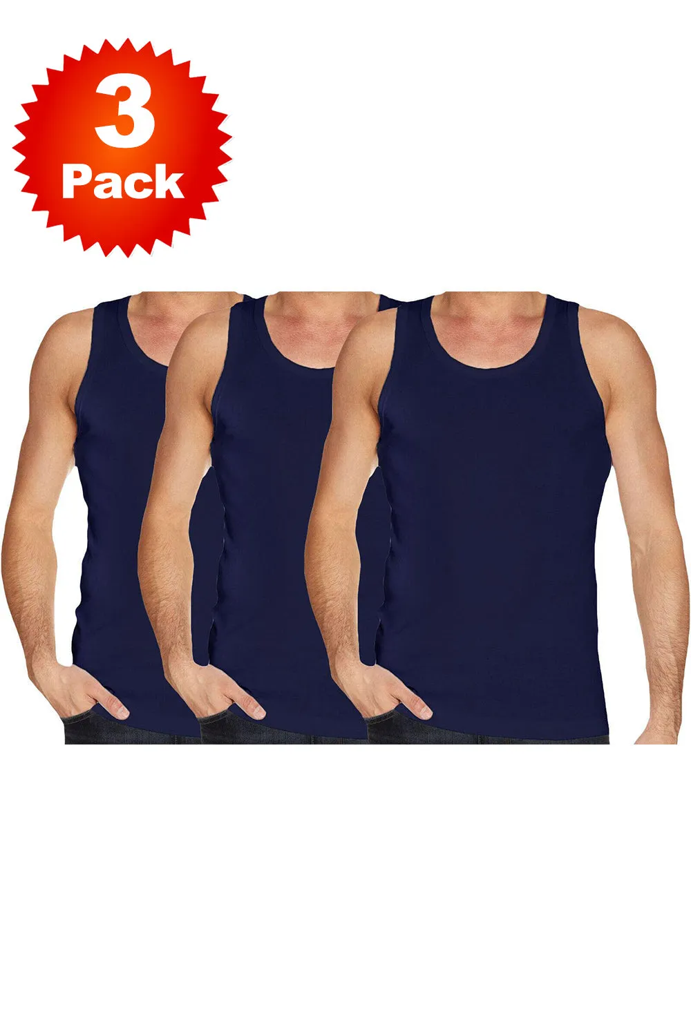 Men Summer Plain Vest Tops - 3 Pack