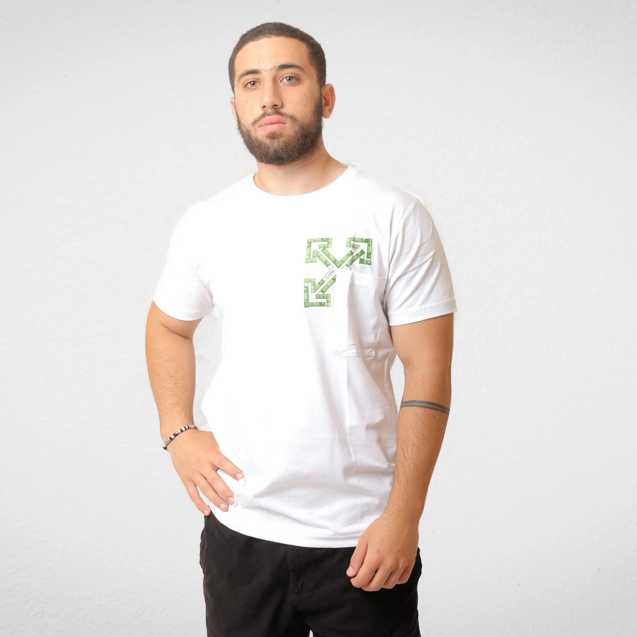 Men T-shirt - (تصنيع محلي) - White (Green Arrow)