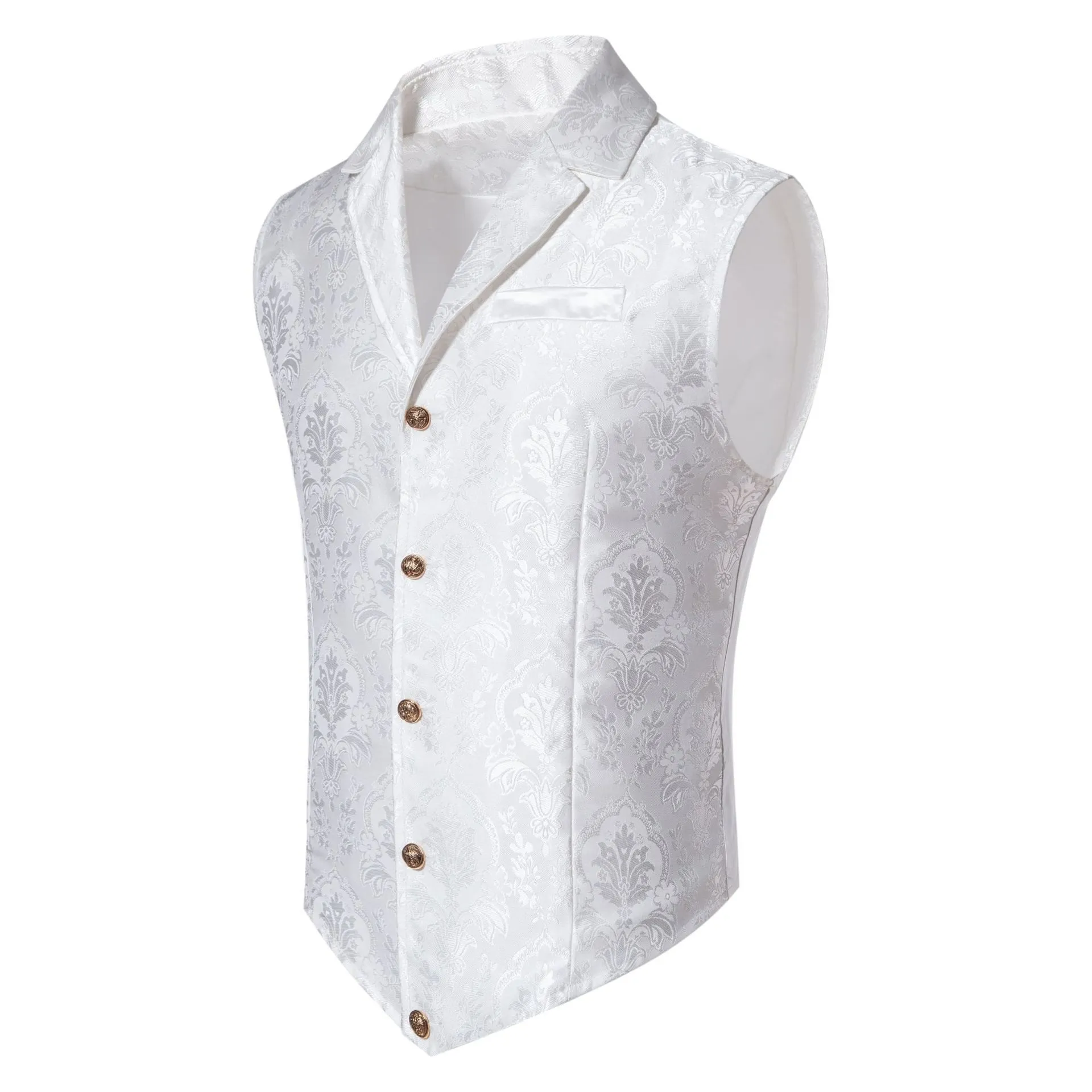 Men's Casual Polo Collar Single-breasted Jacquard Tuxedos Suit Vest