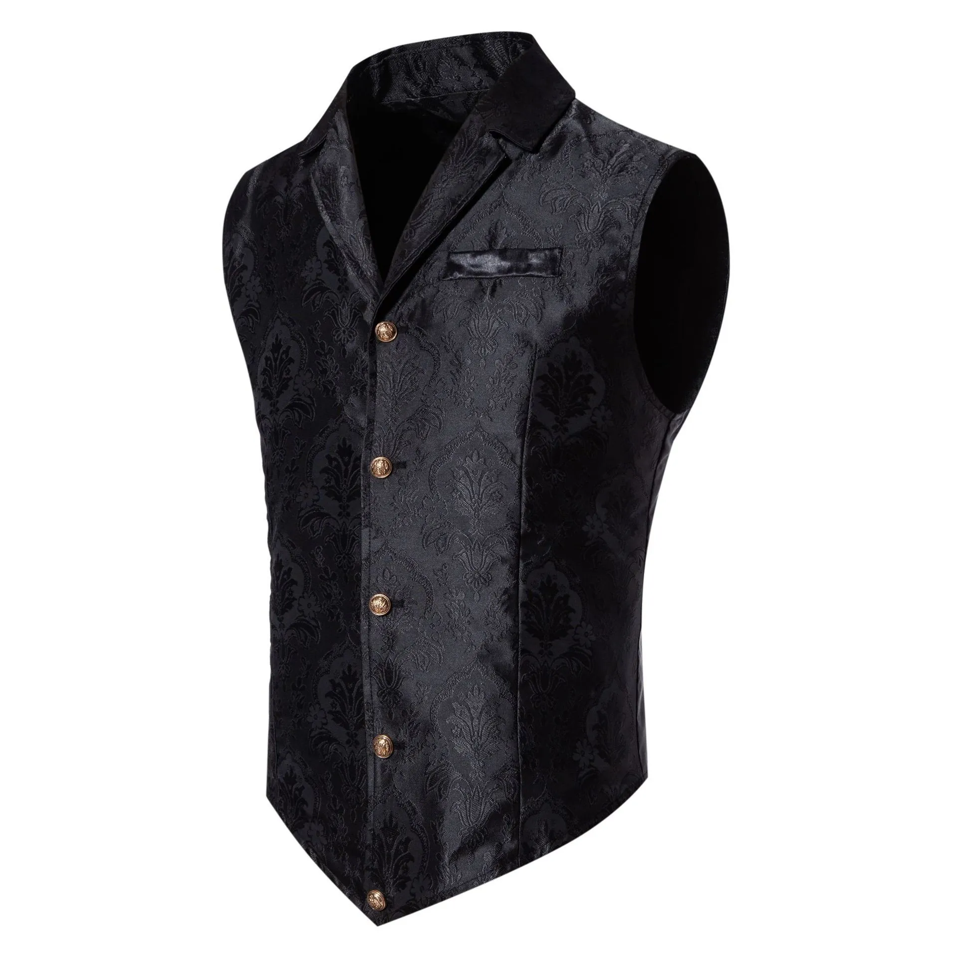 Men's Casual Polo Collar Single-breasted Jacquard Tuxedos Suit Vest