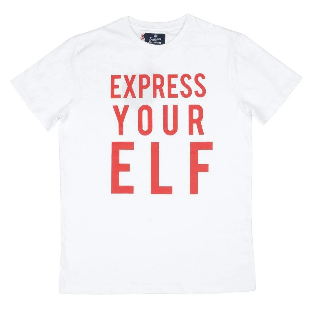 Mens Christmas T-Shirt White Express Your Elf Fun Xmas Top