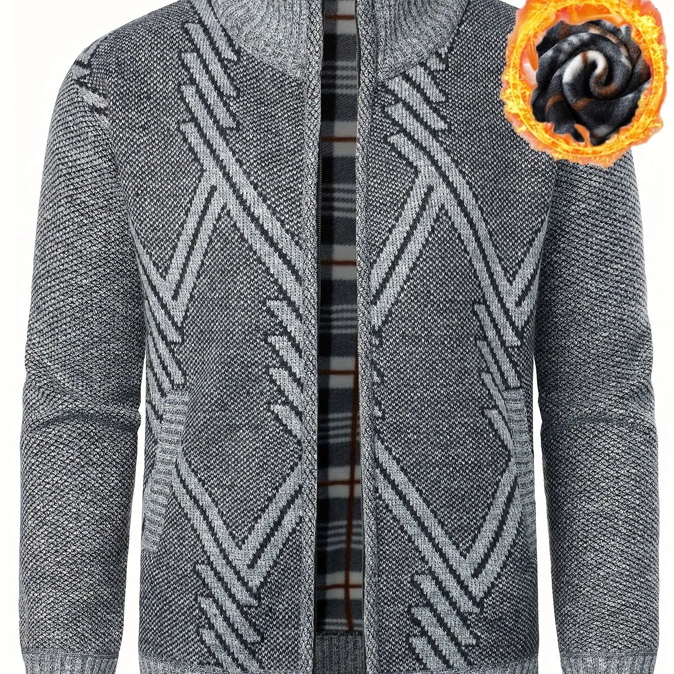 Men's Full Zip Up Casual Cardigan, Thermal Regular Fit Knit Sweater