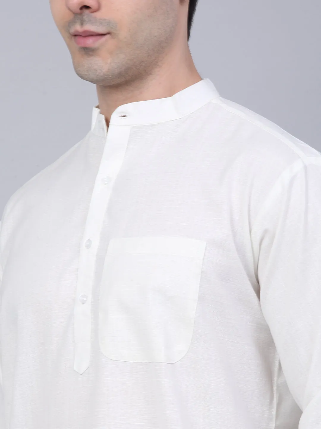 Men'S Solid Kurta Pyjama With Nehru Jacket