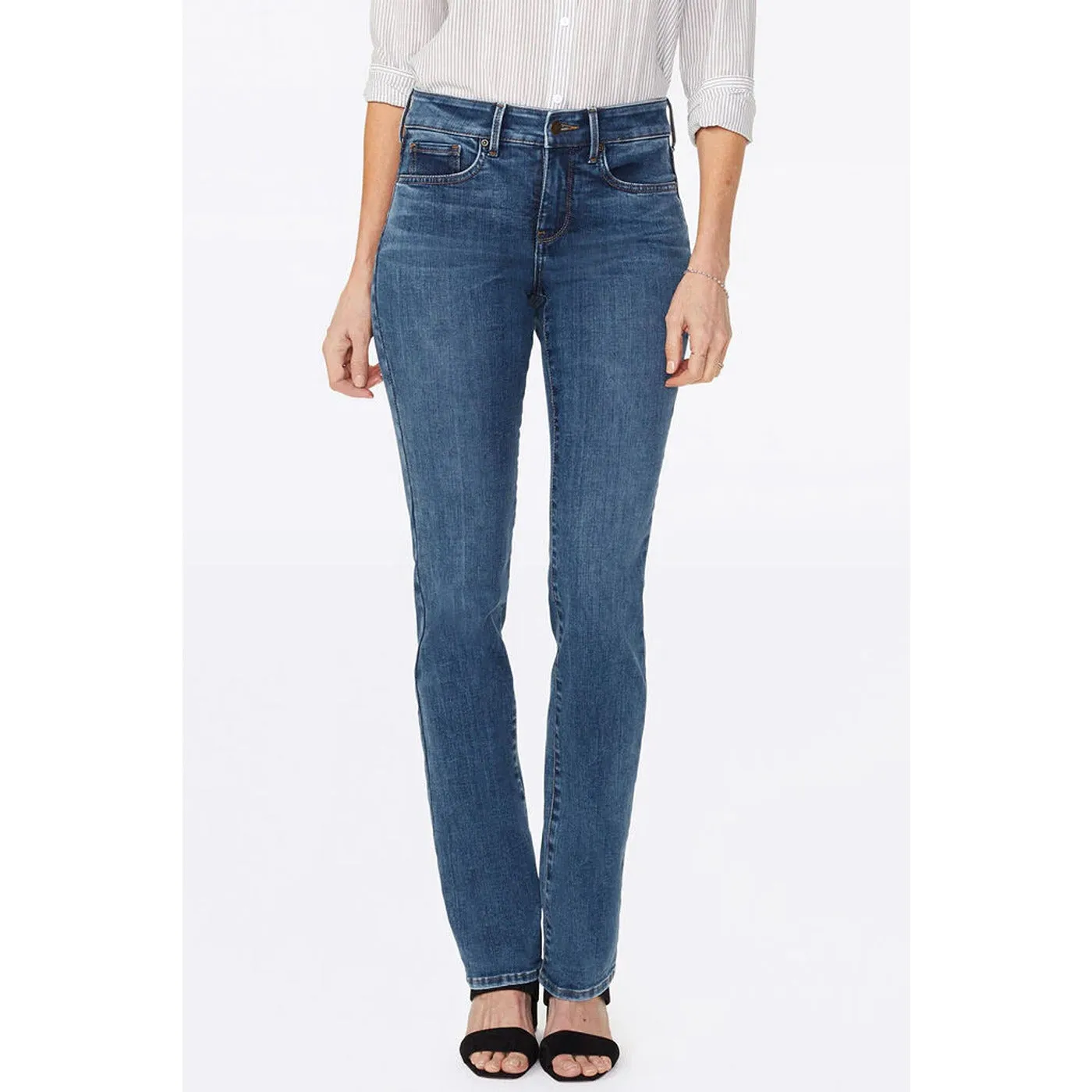 Mid Blue Straight Mid Rise Jeans