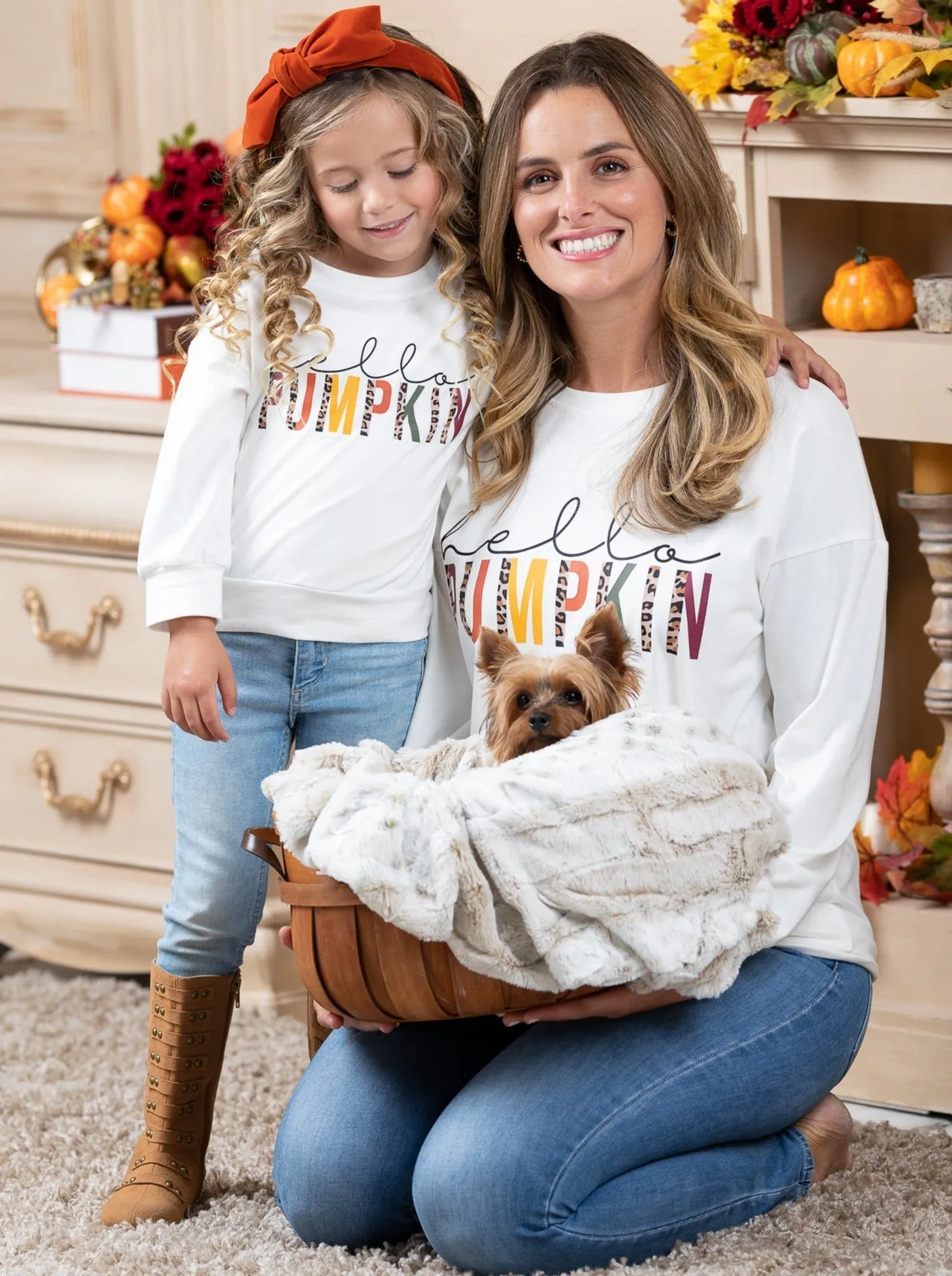 Mommy And Me Hello Pumpkin Long Sleeve Top