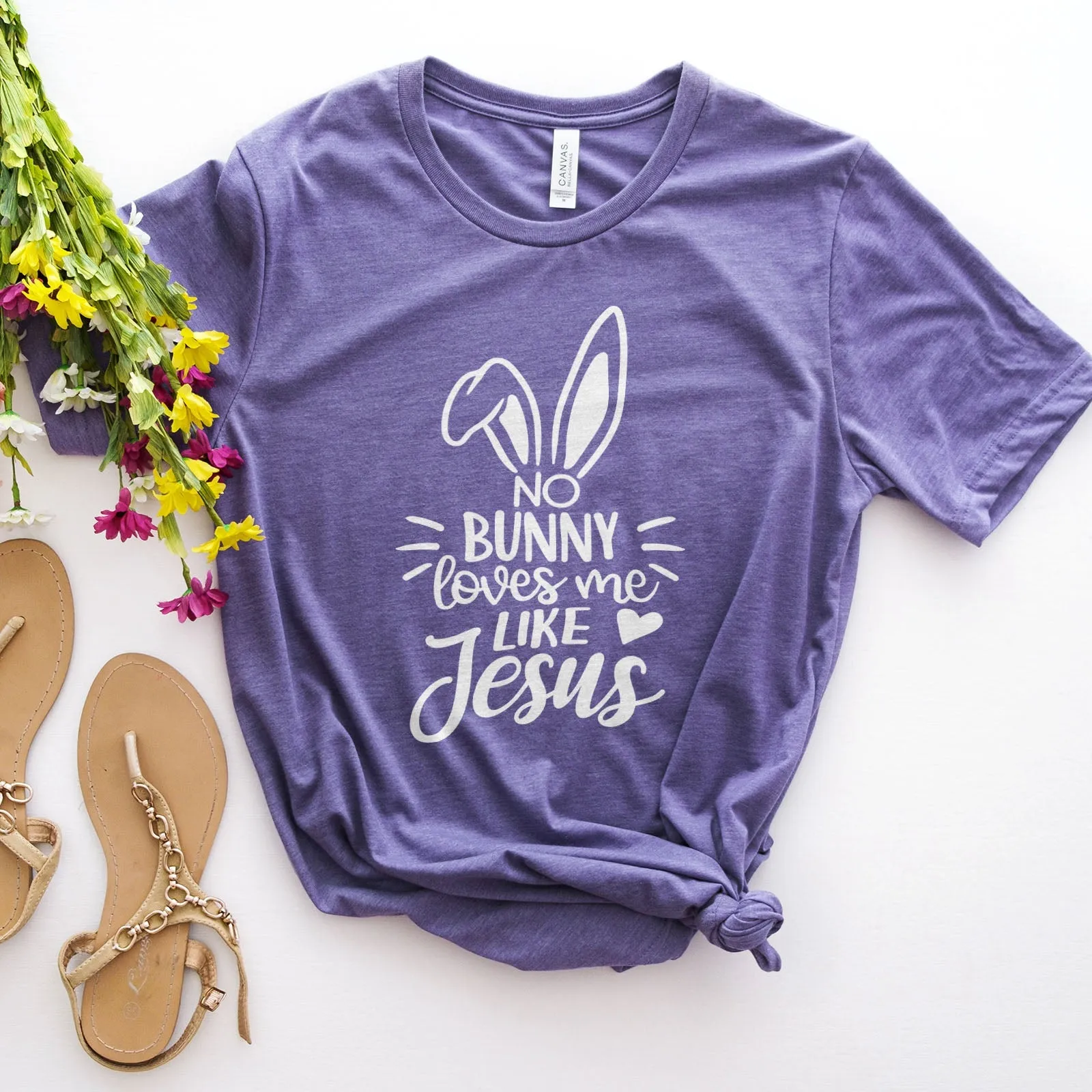 No Bunny Loves Me Like Jesus Tee Shirts For Women - Christian Easter T Shirts