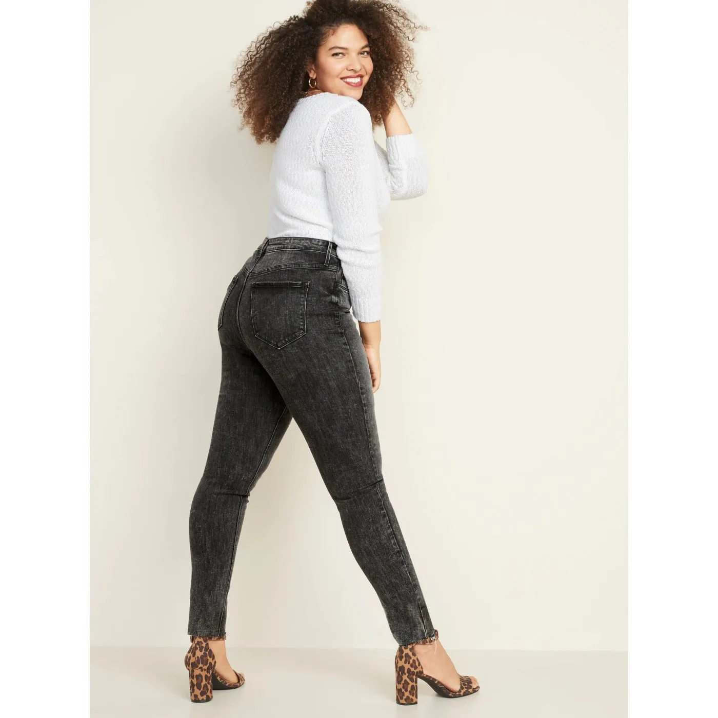 ON High Waist Charcoal Button Fly Jeans