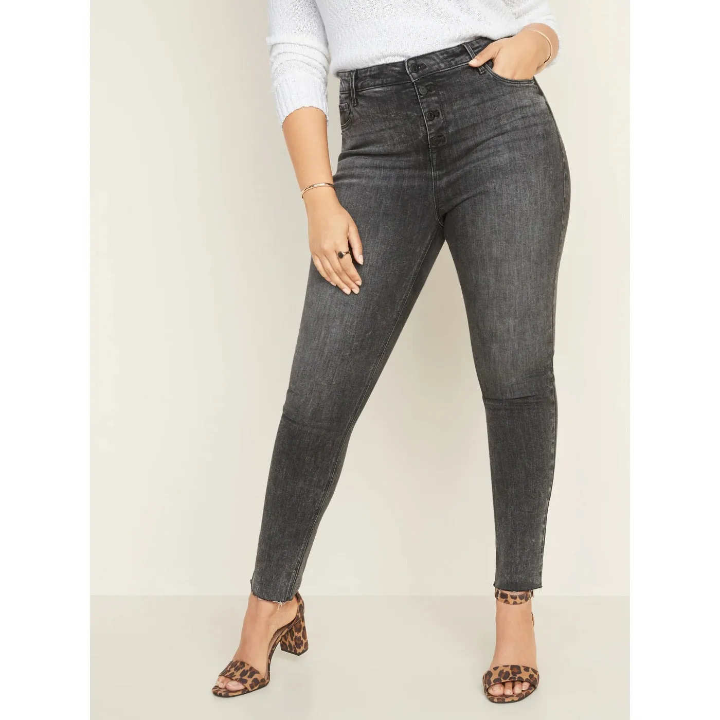 ON High Waist Charcoal Button Fly Jeans