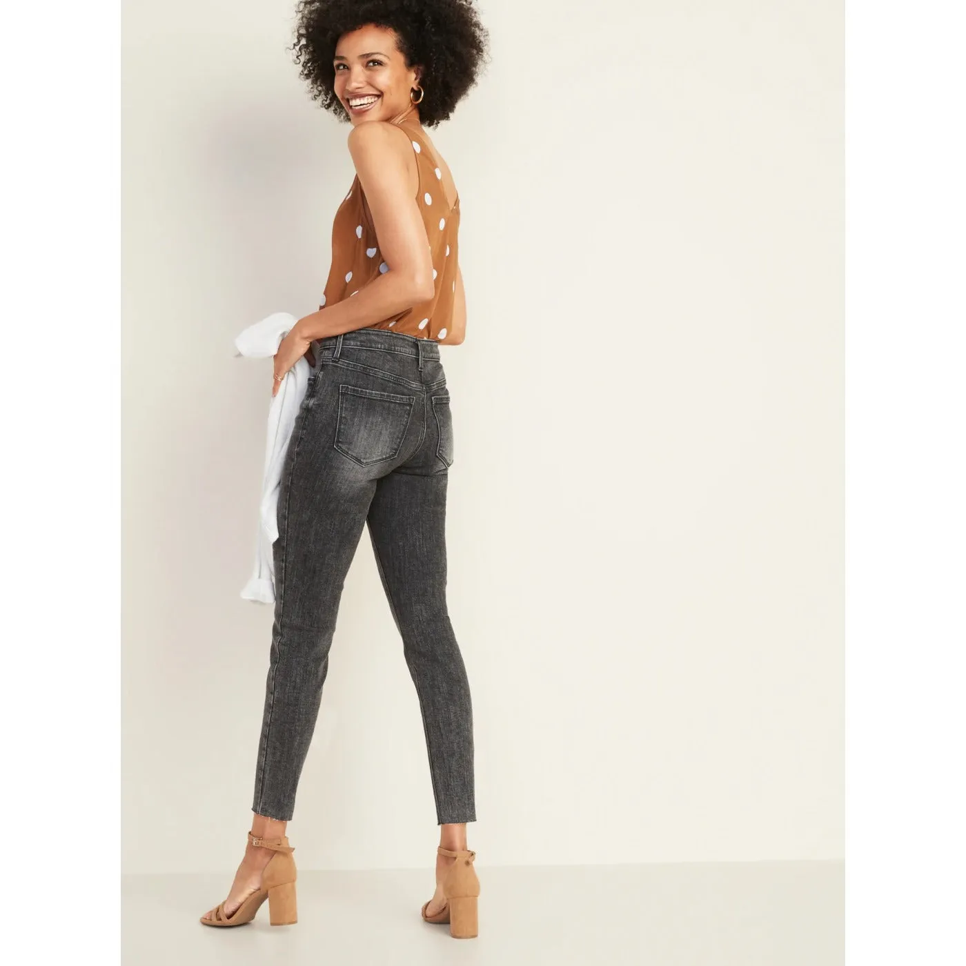 ON High Waist Charcoal Button Fly Jeans