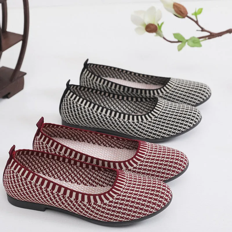 Owlkay Weaving Breathable Loafers  Comfortable Walking Casual Flats Shoes WF14