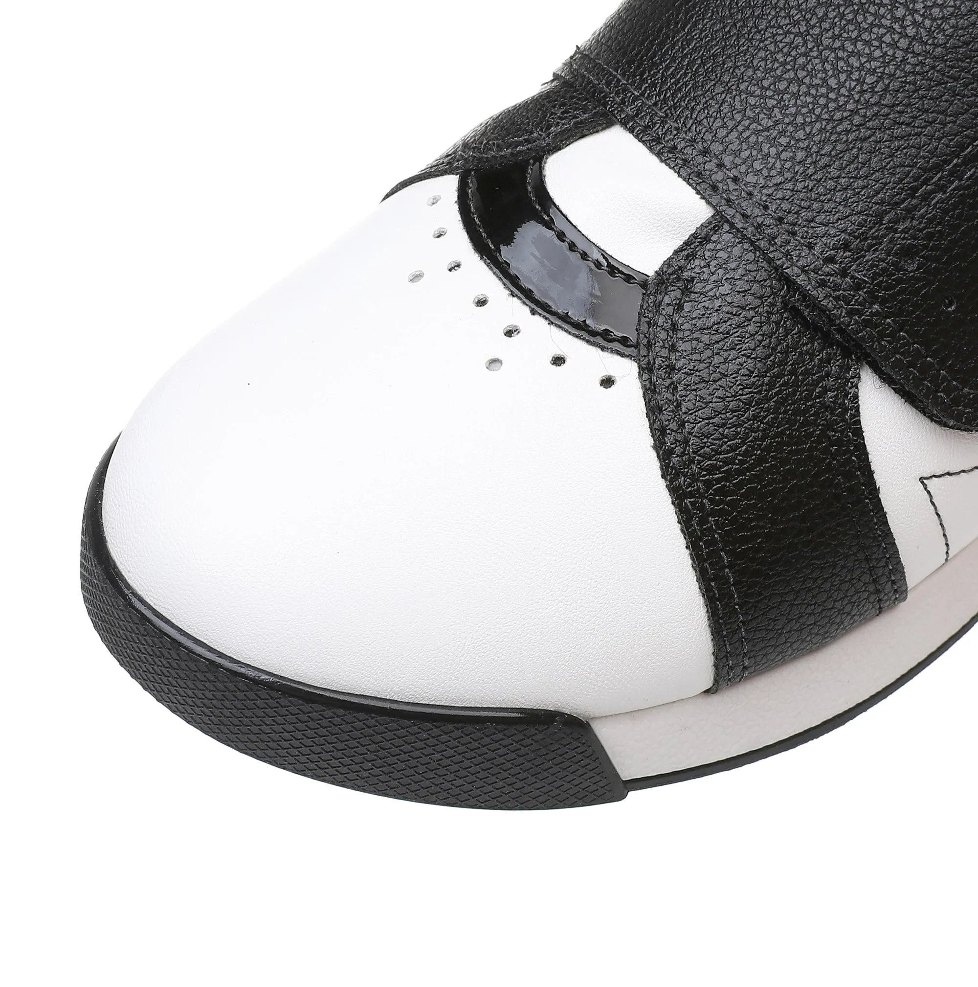 Womens Piccadilly Black & White Velcro Sneakers with Modifiers