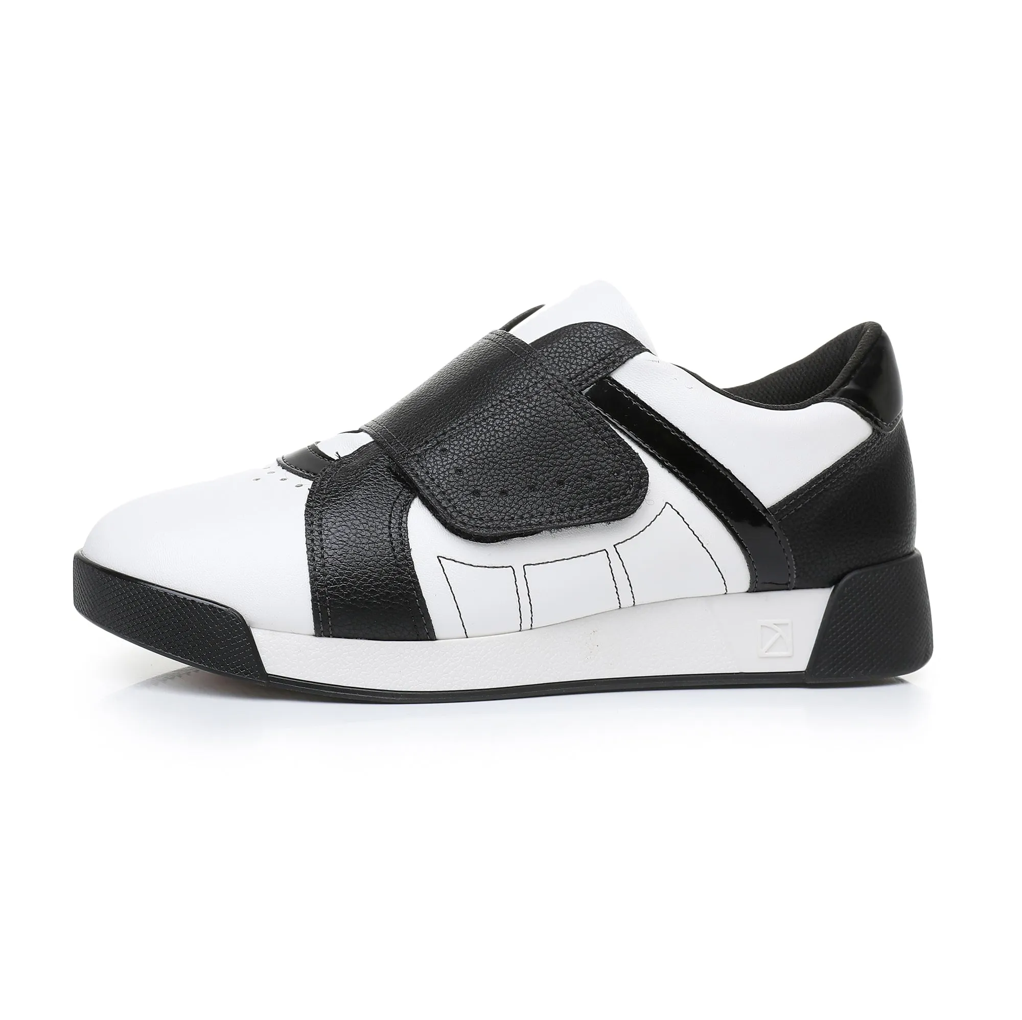 Womens Piccadilly Black & White Velcro Sneakers with Modifiers