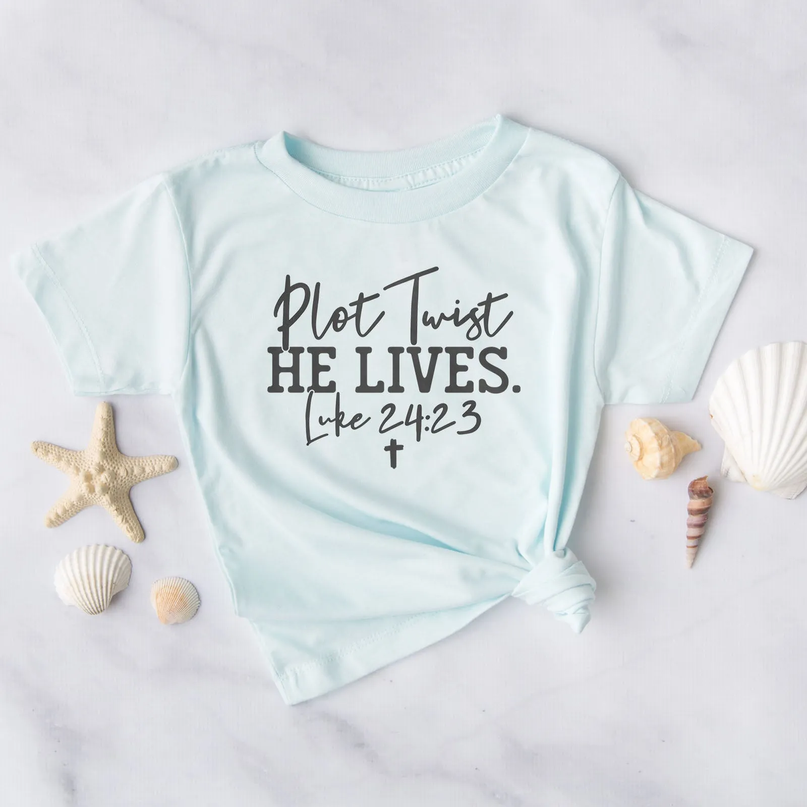 Plot Twist He Lives - Luke 24:23 Tee Shirts For Women - Christian Easter T Shirts