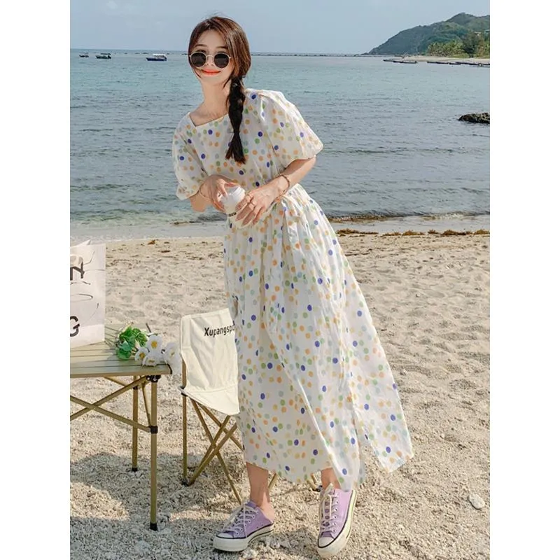 Polka Dot Chic Vacation Niche French Style Anti-Aging Dress