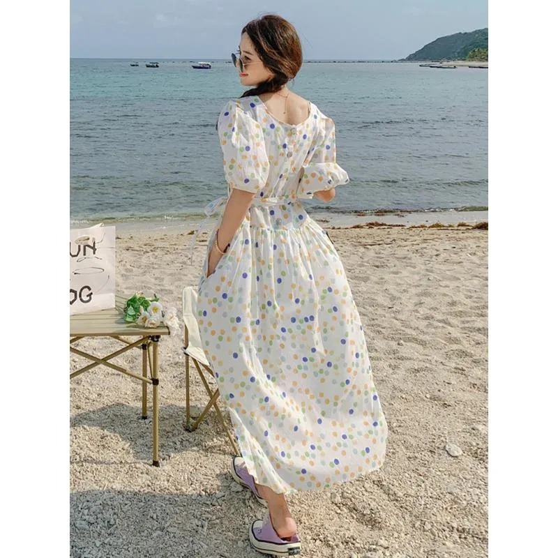 Polka Dot Chic Vacation Niche French Style Anti-Aging Dress