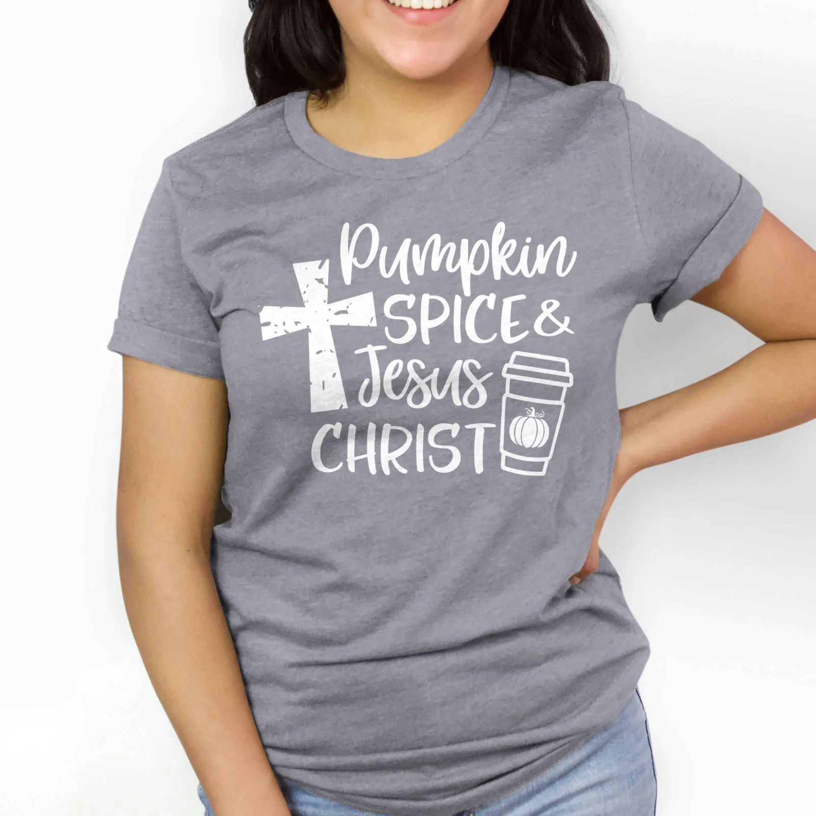 Pumpkin Spice & Jesus Christ Tee Shirts For Women - Christian Shirts for Women - Religious Tee Shirts