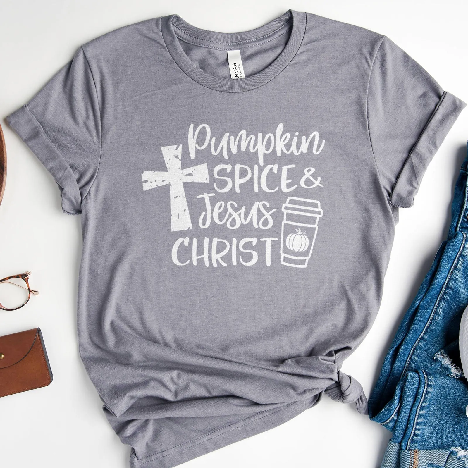 Pumpkin Spice & Jesus Christ Tee Shirts For Women - Christian Shirts for Women - Religious Tee Shirts