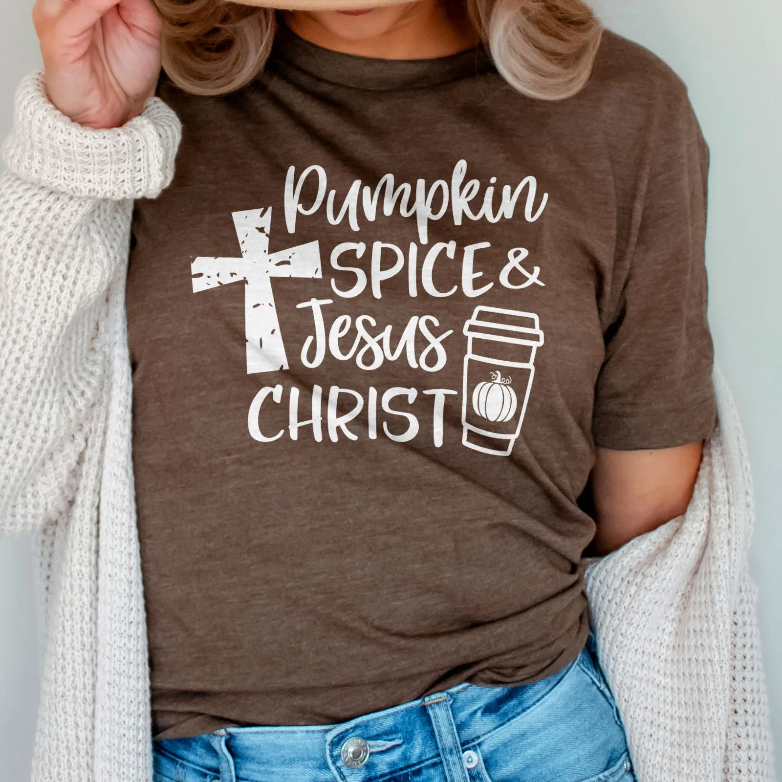 Pumpkin Spice & Jesus Christ Tee Shirts For Women - Christian Shirts for Women - Religious Tee Shirts