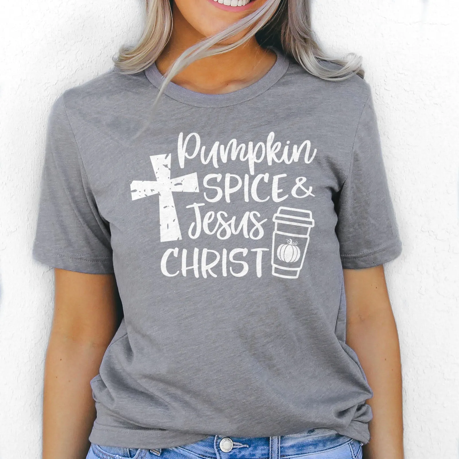 Pumpkin Spice & Jesus Christ Tee Shirts For Women - Christian Shirts for Women - Religious Tee Shirts