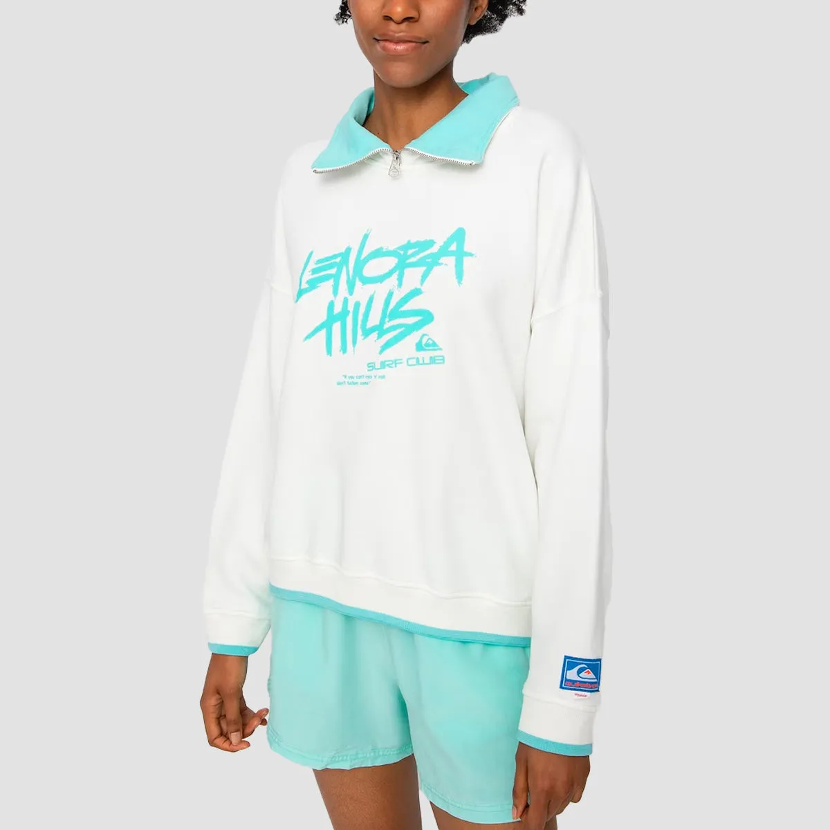 Quiksilver x Stranger Things Lenora Half-Zip Sweatshirt Snow White - Womens