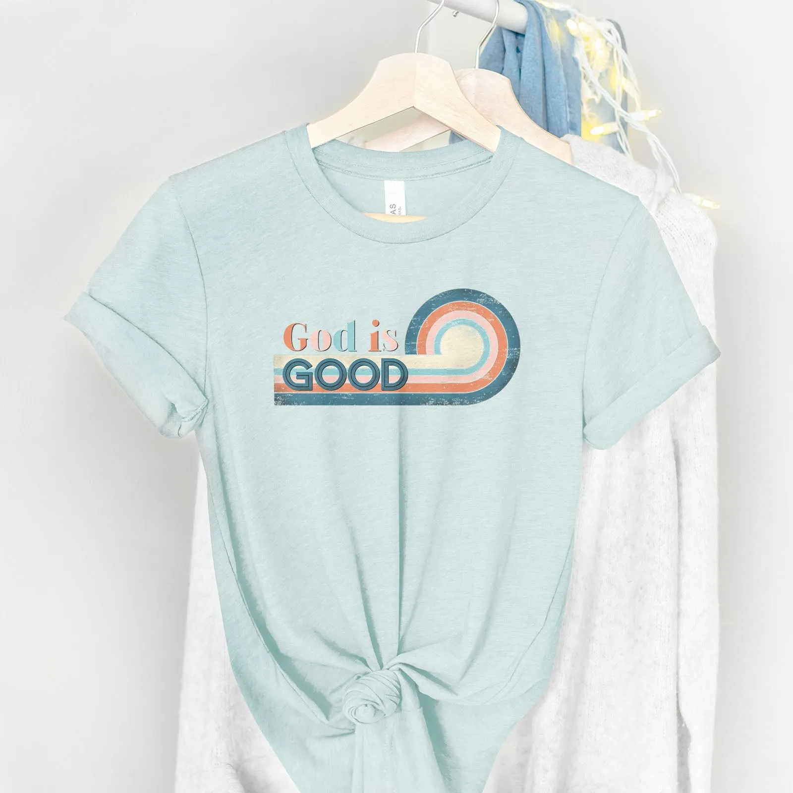 Retro God is Good Tee Shirts For Women - Christian Shirts for Women - Religious Tee Shirts