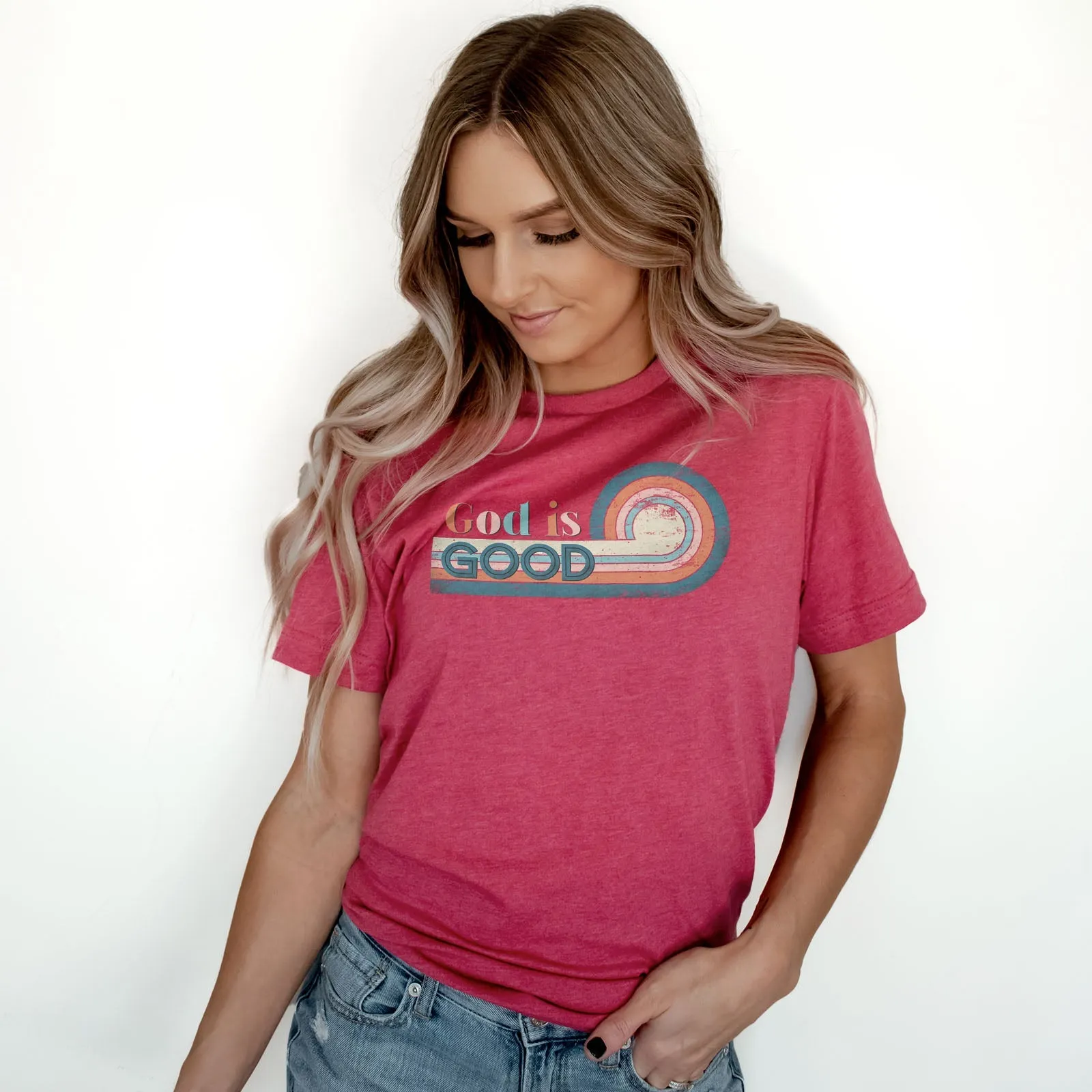 Retro God is Good Tee Shirts For Women - Christian Shirts for Women - Religious Tee Shirts