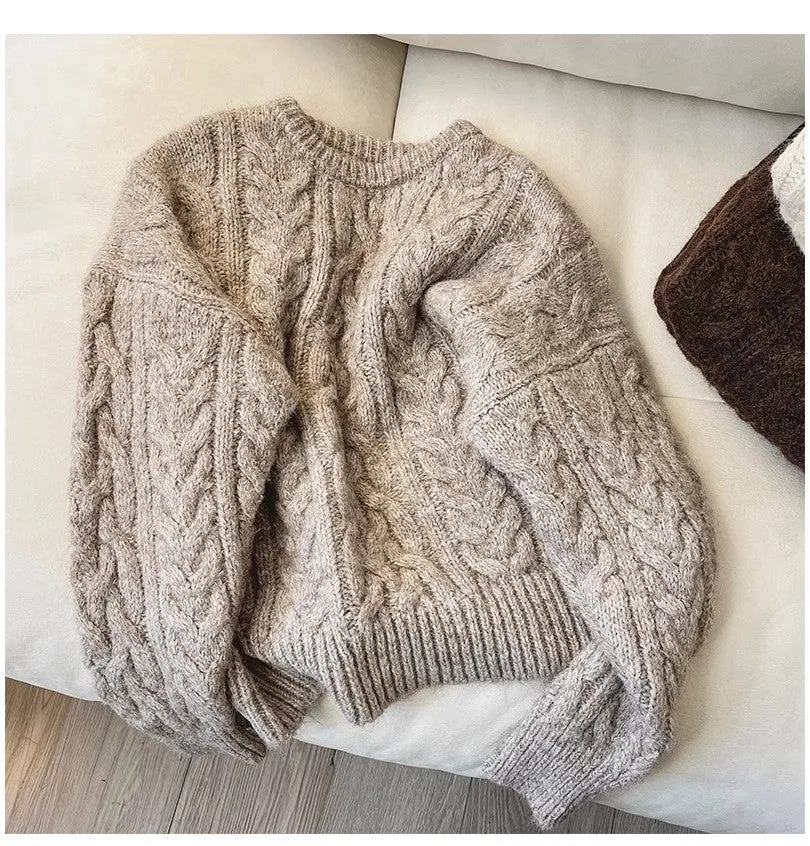 Round neck sweater for women soft knitted top trendy     S4863