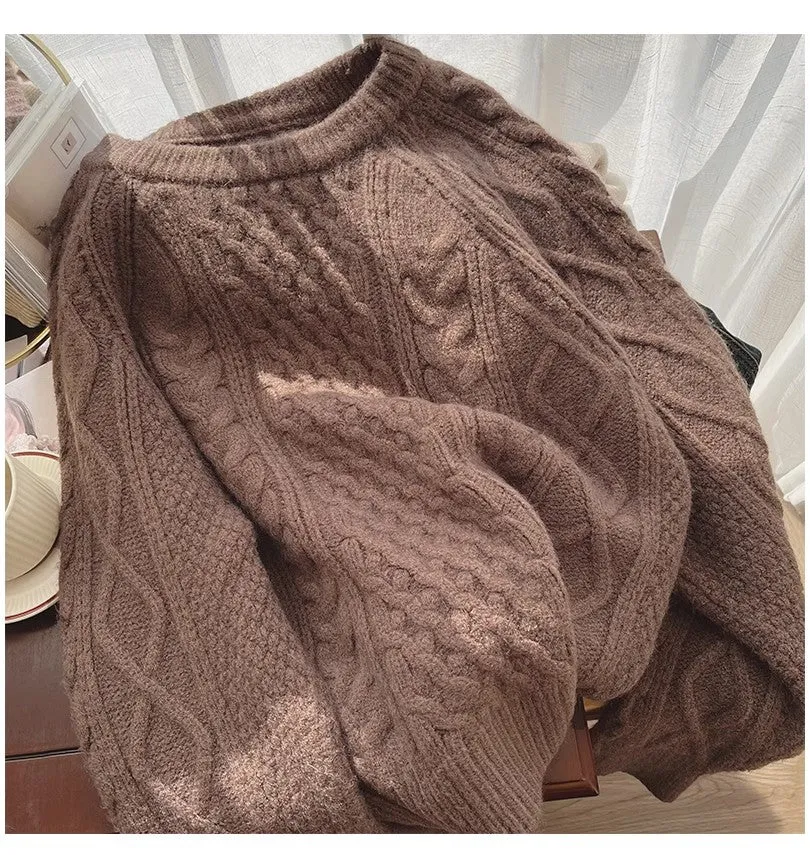 round neck sweater for women vintage style pullover sweater      S4879