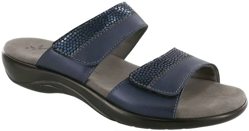 SAS Women's Nudu Slide Navy Leather Sandal-NUDU SLIDE011-Made in USA-Brandy's Shoes