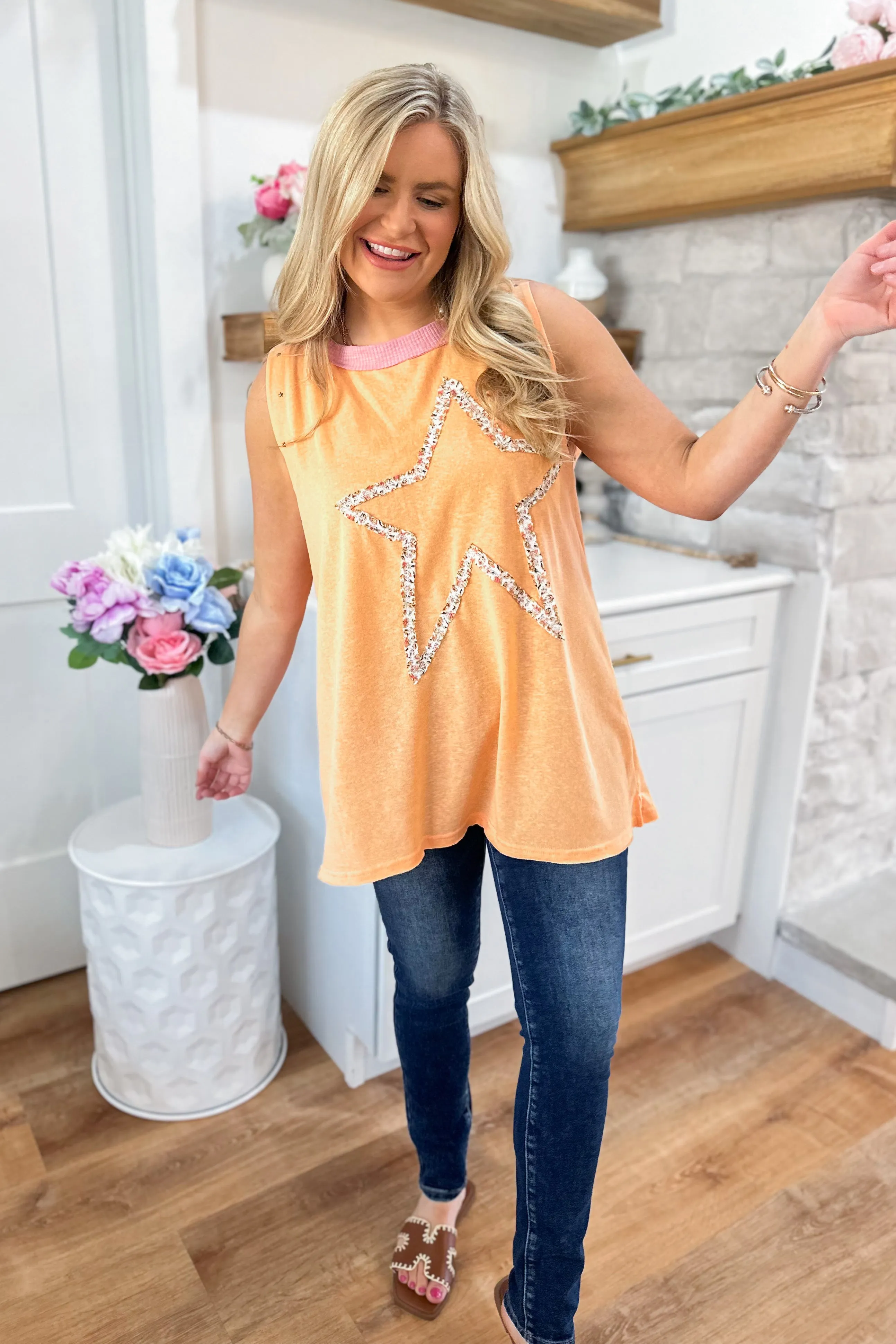 Shannon Star Studded Round Neck Tank Tunic Top *FINAL SALE*