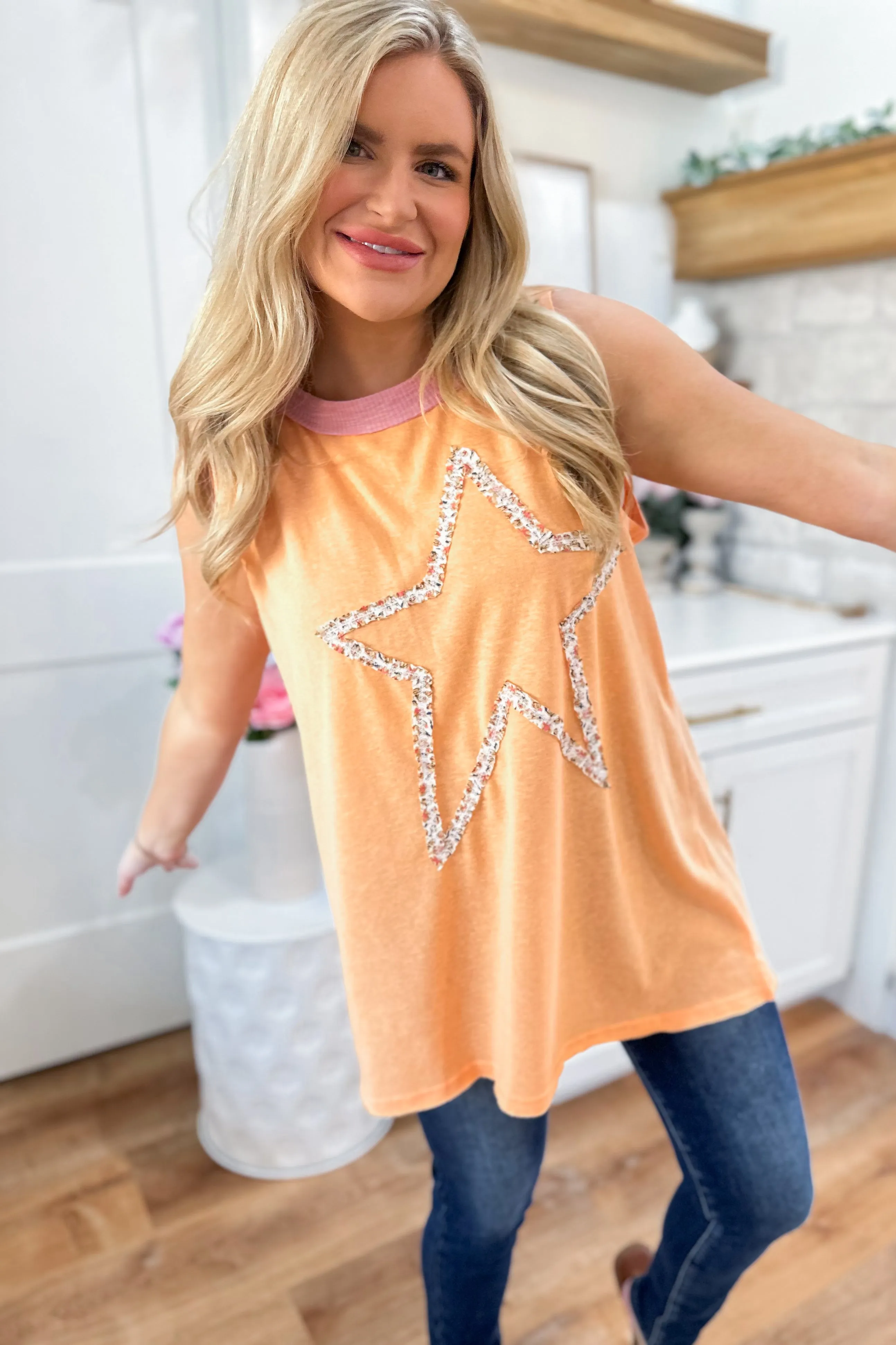 Shannon Star Studded Round Neck Tank Tunic Top *FINAL SALE*