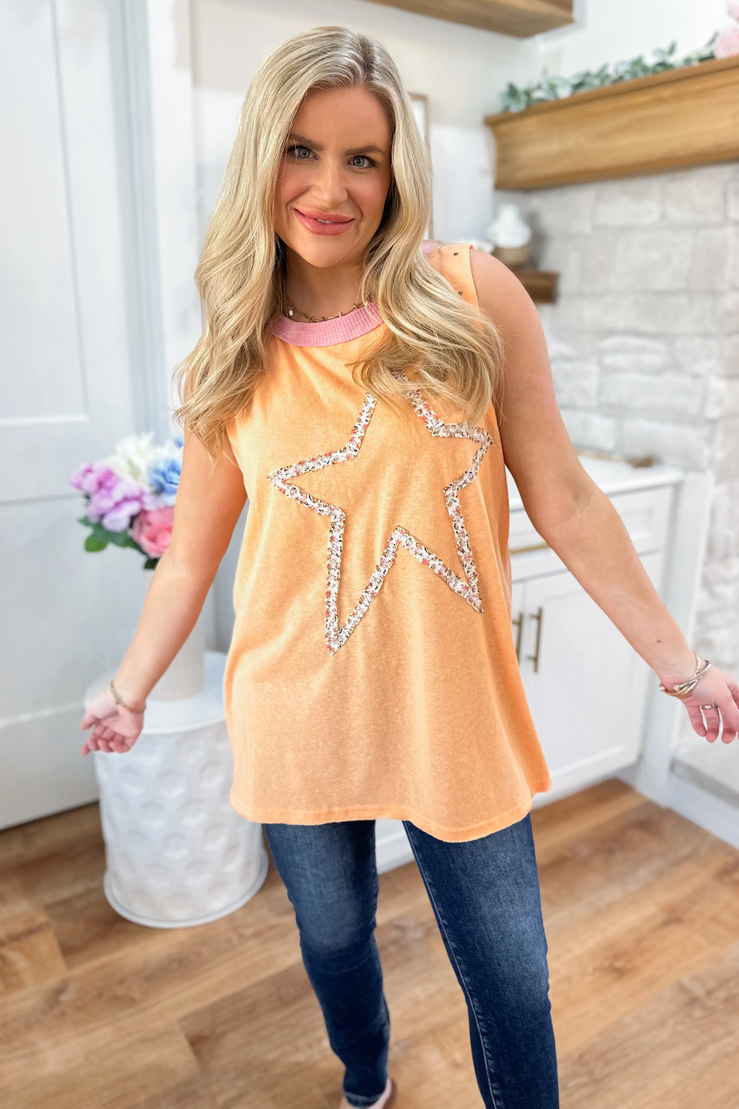 Shannon Star Studded Round Neck Tank Tunic Top *FINAL SALE*