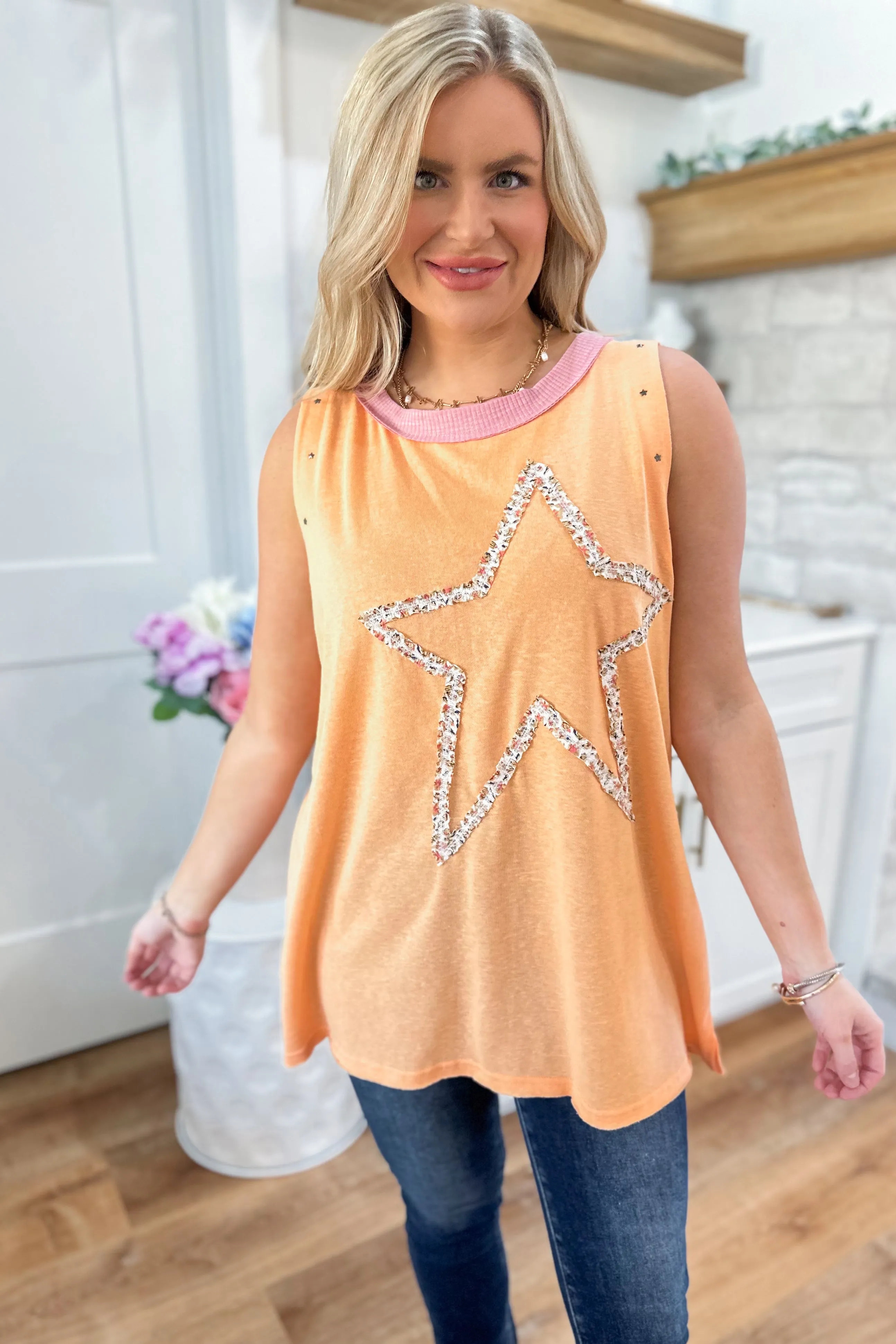 Shannon Star Studded Round Neck Tank Tunic Top *FINAL SALE*