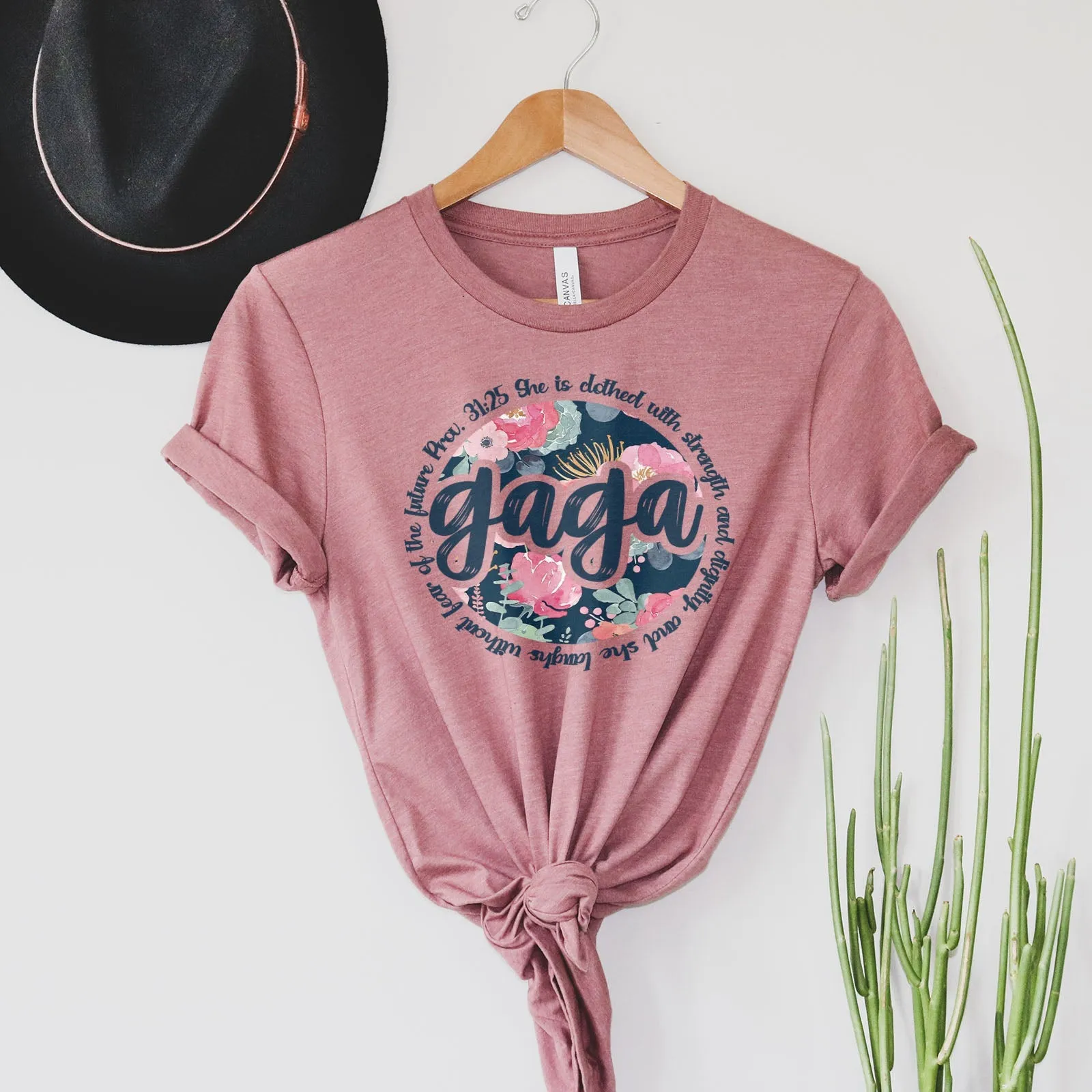 She is Clothed With Strength Gaga Tee Shirts For Women - Christian Shirts for Women - Religious Tee Shirts