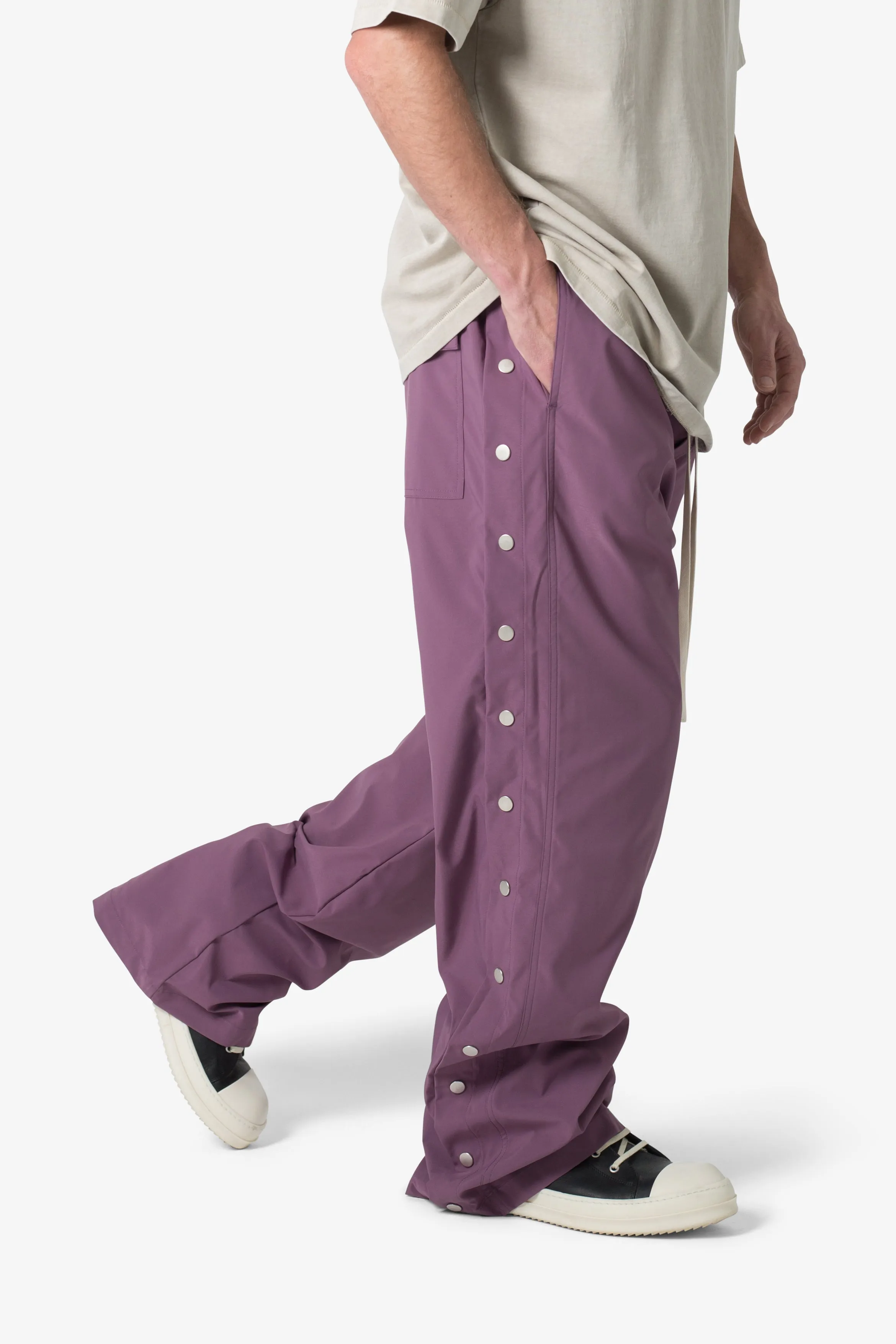 Side Snap Nylon Pants - Mauve