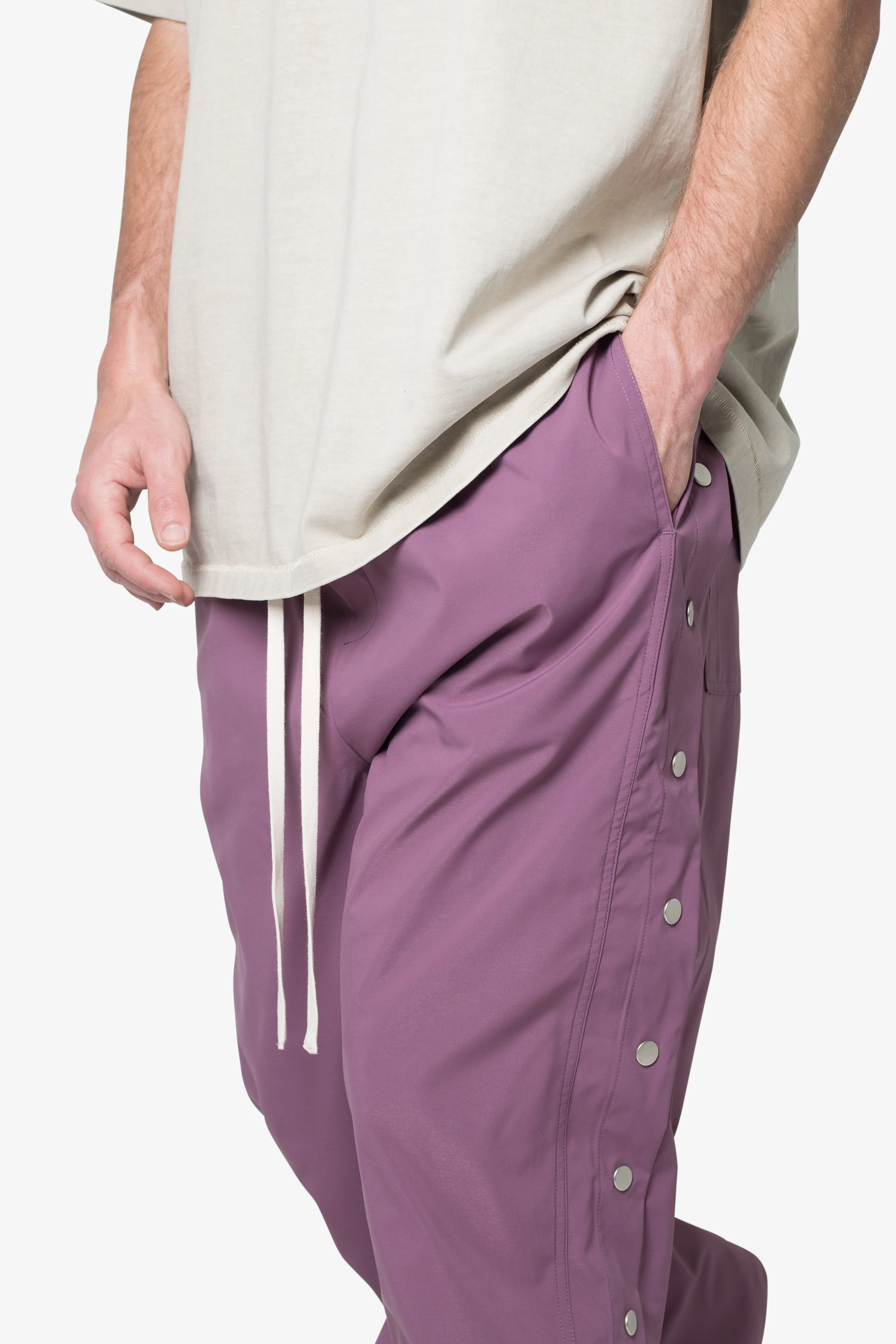 Side Snap Nylon Pants - Mauve