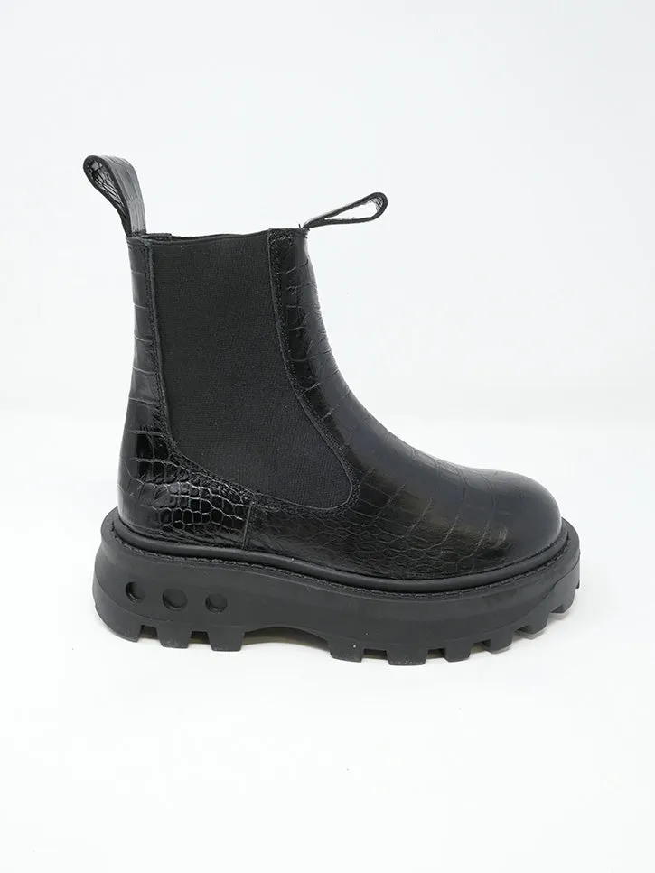 Simon Miller Scrambler Boot, Black Croc