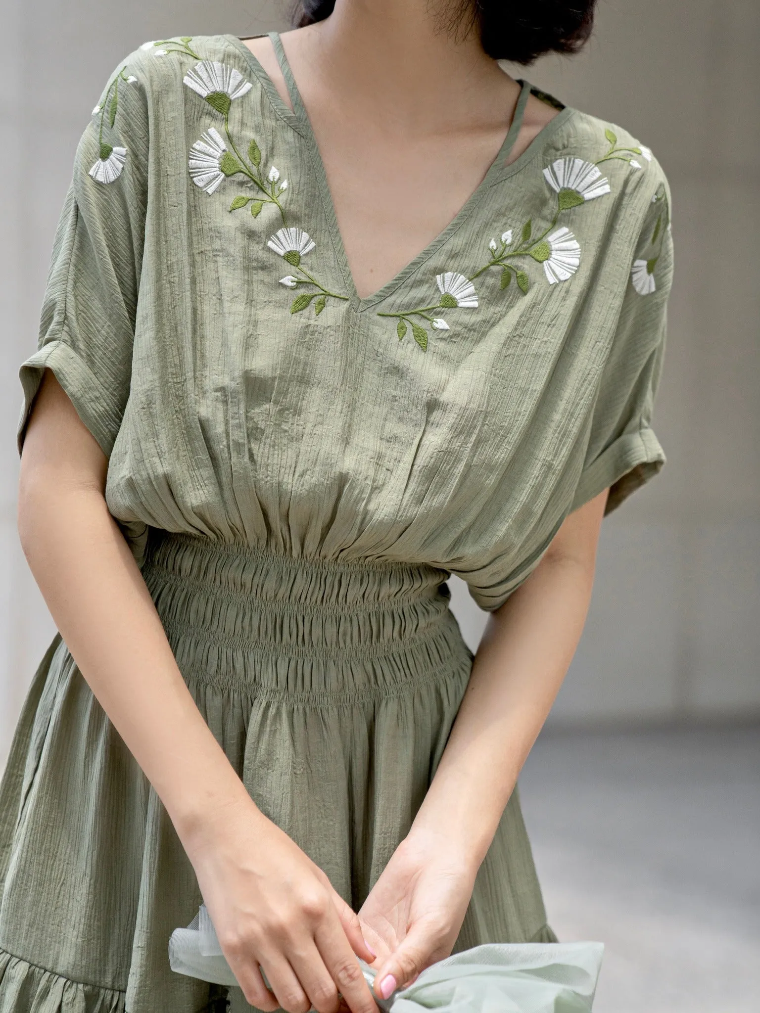 Solar Forest Green Drop Waist Dress - Gu Fashion | Vietnam Fashion Style