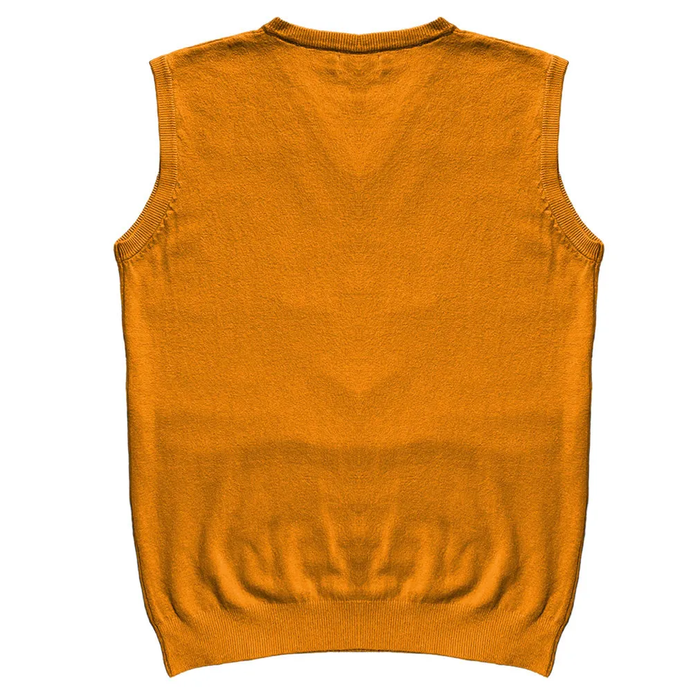 Solid Mustard Yellow Mens V-Neck Sweater Vest