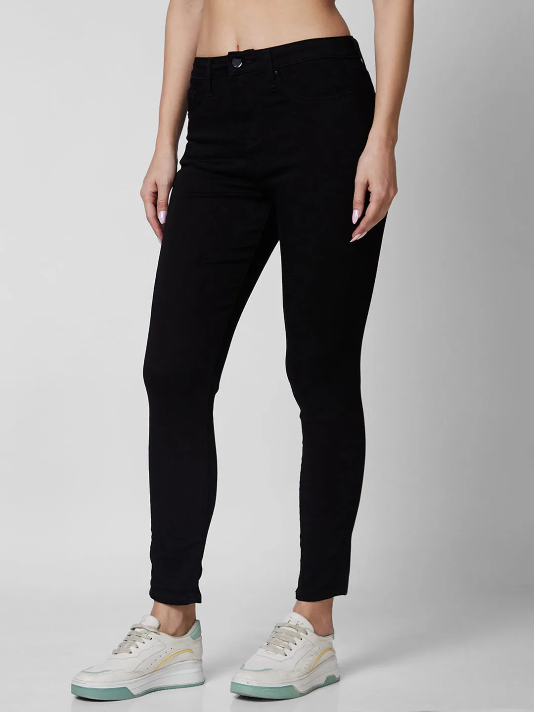 Spykar High Rise  Super Slim Fit Black Jeans For Women