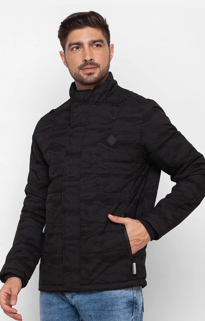 Spykar Jet Black Cotton Full Sleeve Casual Jacket For Men