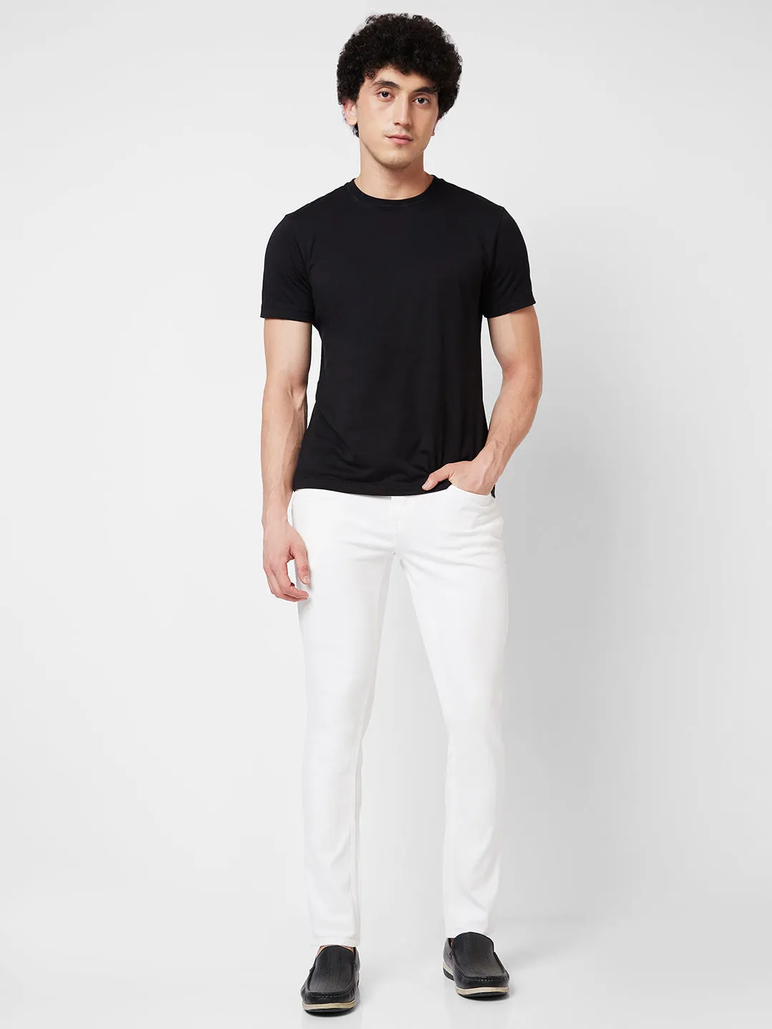 Spykar Low Rise Slim Fit White Jeans For Men