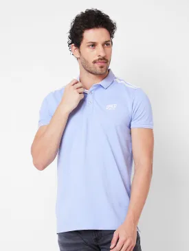 Spykar Polo Collar Half Sleeves Blue T-Shirt  For Men