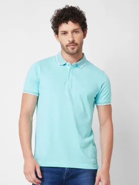 Spykar SLIM FIT Blue Polo T-shirt  For Men