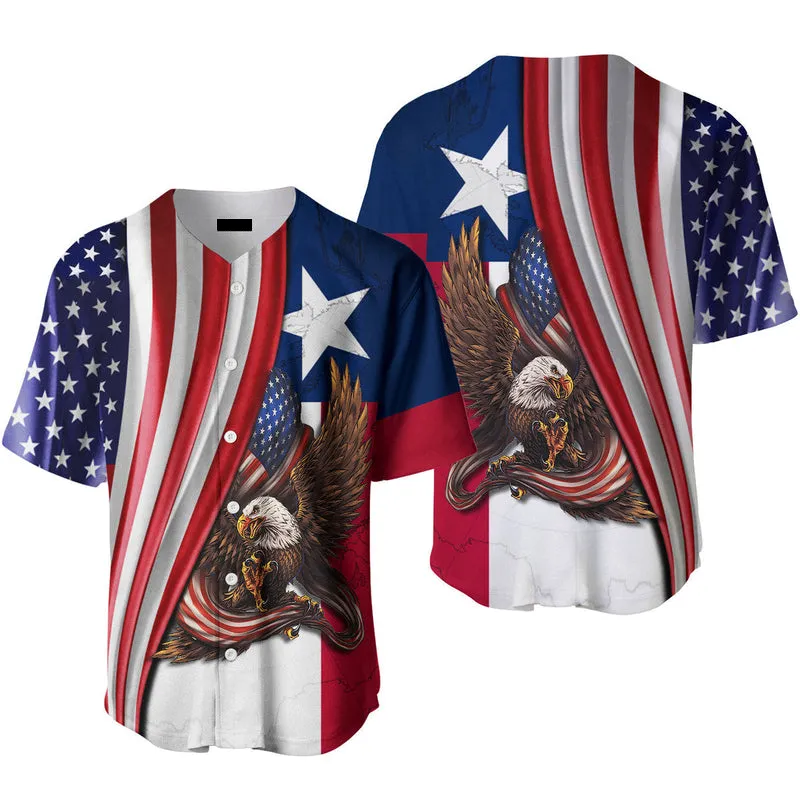 Texas Bald Eagle American Flag Baseball Jersey, Gift for Men & Women